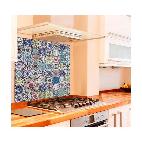 Moroccan Tiles Kitchen Glass Splashback